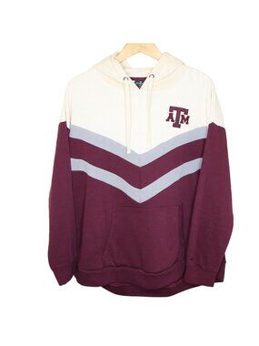 Colosseum Hoodie Womens Plus 1X Maroon Cream Chevron Pullover Texas A&M Aggies